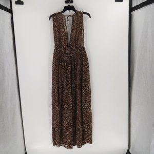 America & Beyond Leopard Print Maxi Dress Beach Cover up Size X-Large NWT